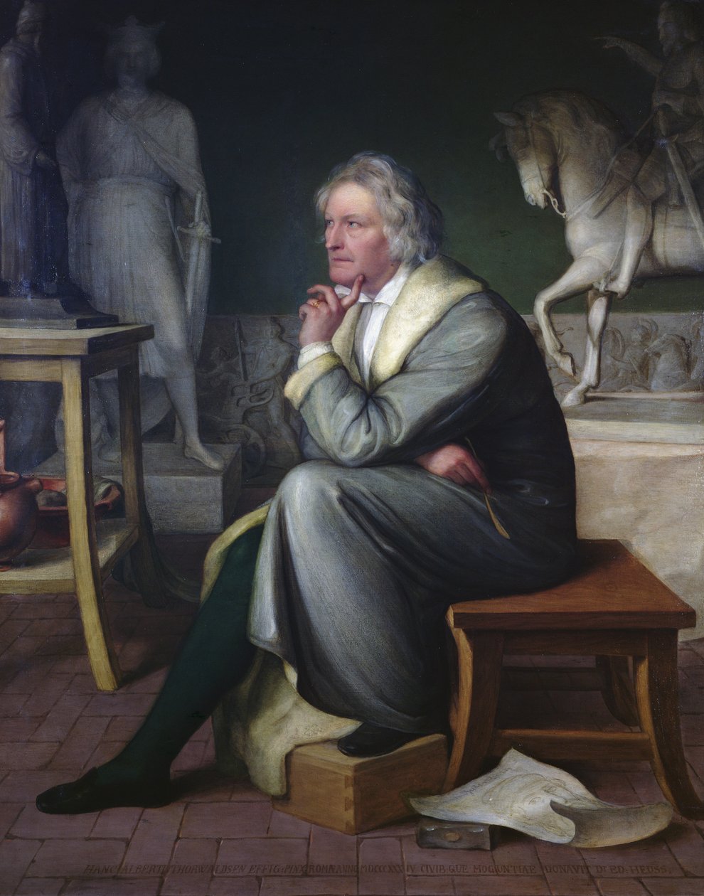 Bertel Thorvaldsen ve svém ateliéru v Římě, 1834 od Eduard von Heuss