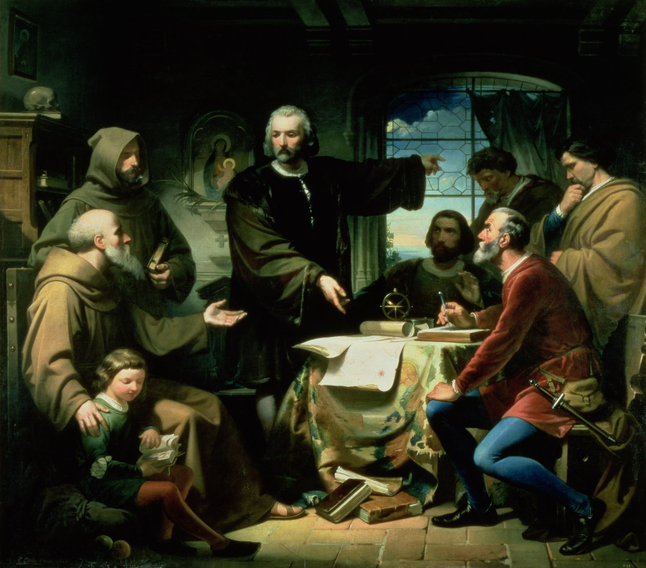 Kryštof Kolumbus (1451-1506) v klášteře la Rabida, 1856 od Eduardo Cano de la Peña