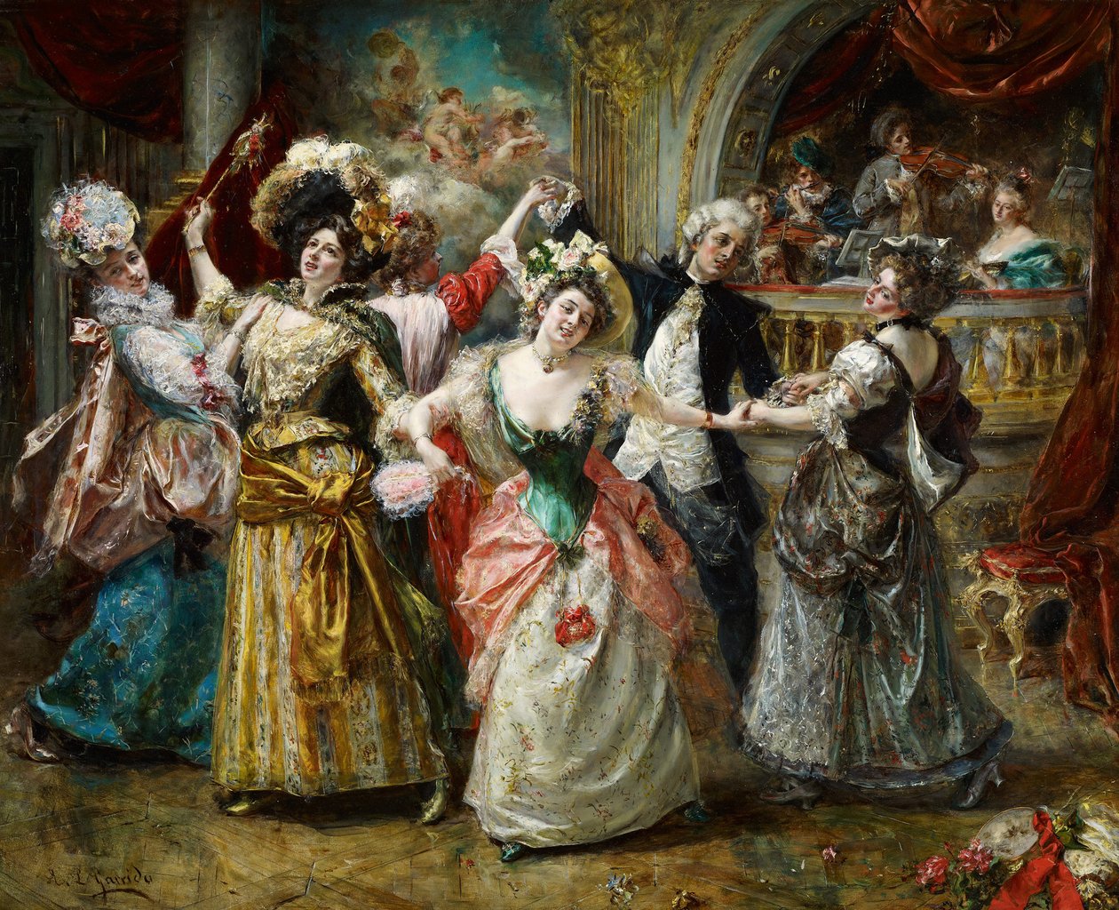 Beau at the Soiree - Garrido, Eduardo Leon (1856-1949) - Olej na dřevě - 80,5x100 - Museo Carmen Thyssen, Malaga od Eduardo Leon Garrido