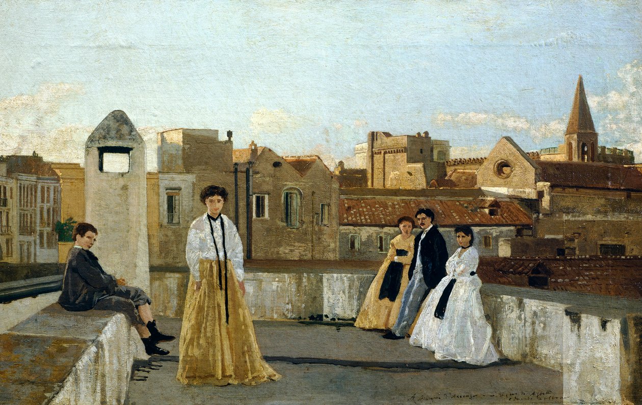 Terasa, Edoardo Dalbono (1841-1915), olej na panelu, 45x30 cm. od Eduardo Dalbono