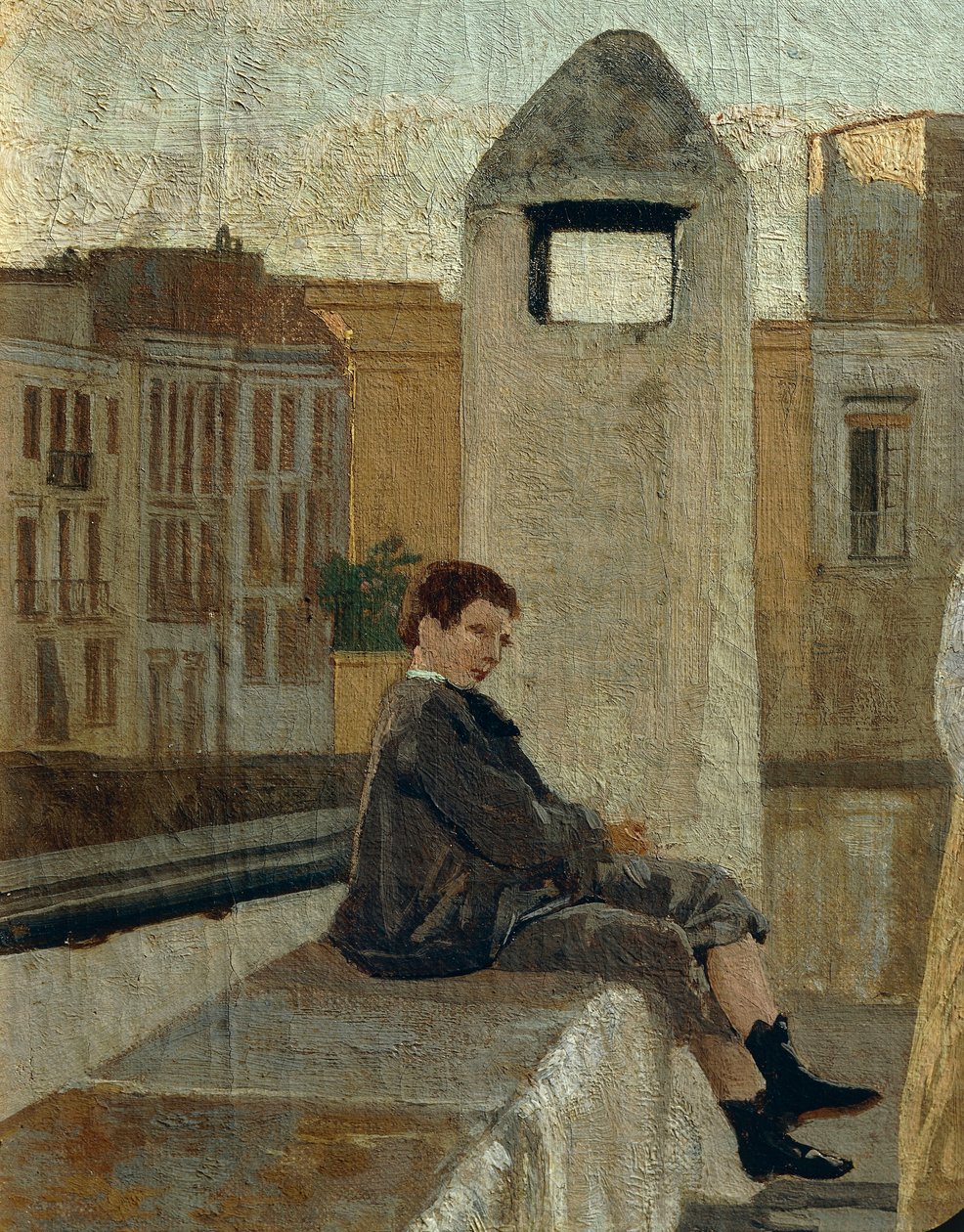 Terasa, Edoardo Dalbono (1841-1915), olej na panelu, 45x30 cm. Detail. od Eduardo Dalbono