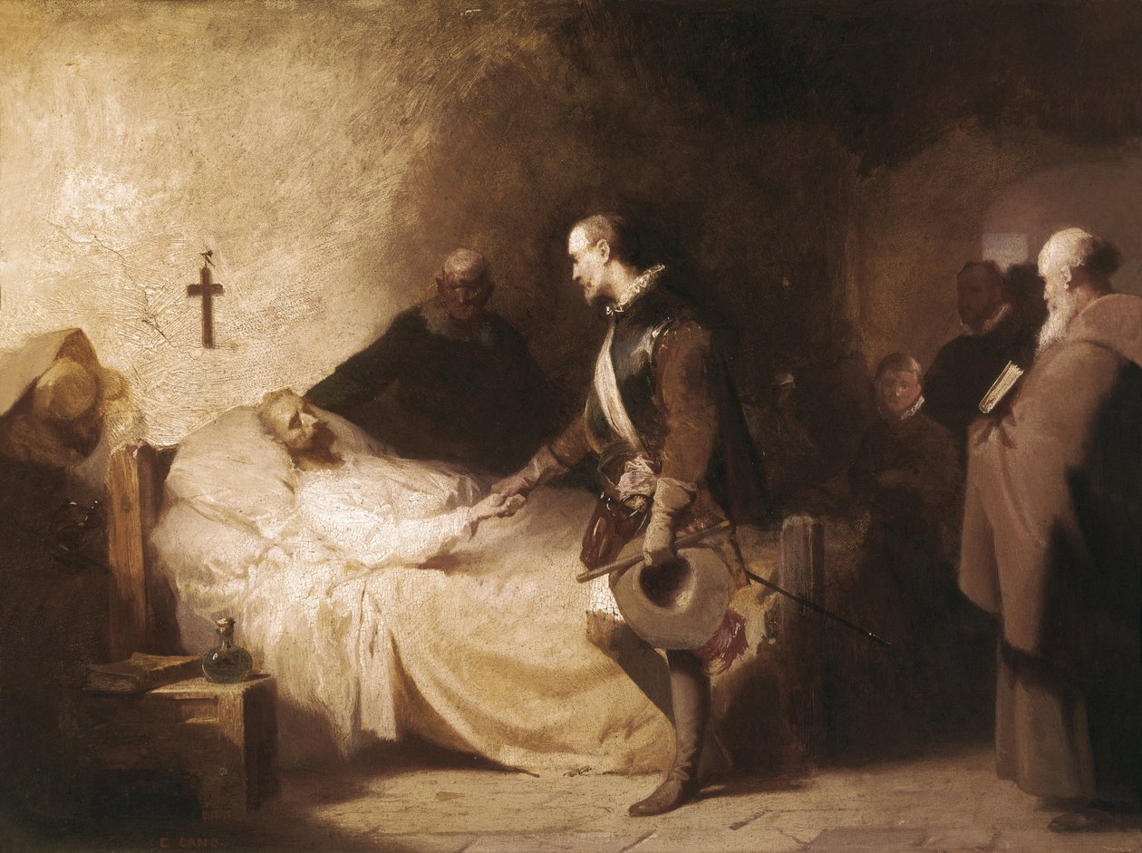 Don Juan Rakouský navštíví Miguela de Cervantese od Eduardo Javier Ramon Cano de la Pena
