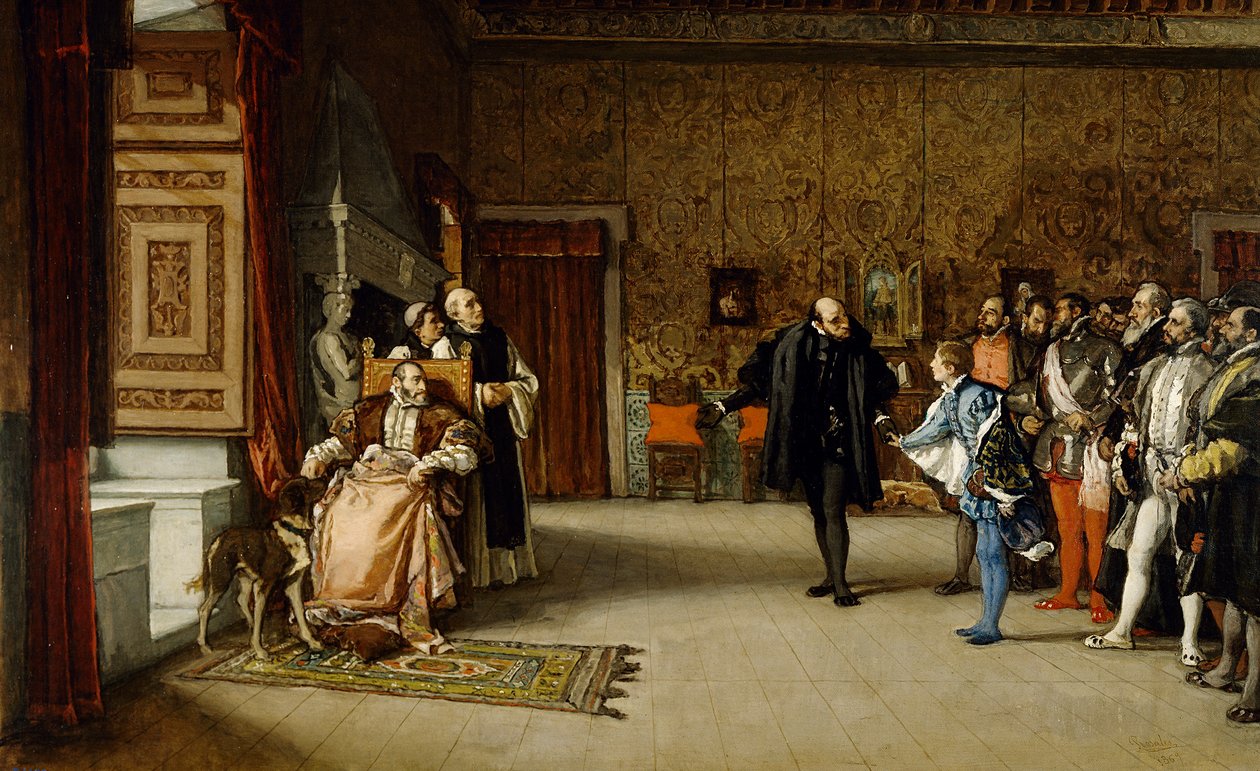 Prezentace Juana de Austria císaři Carlosi V. v Yuste, 1869 od Eduardo Rosales