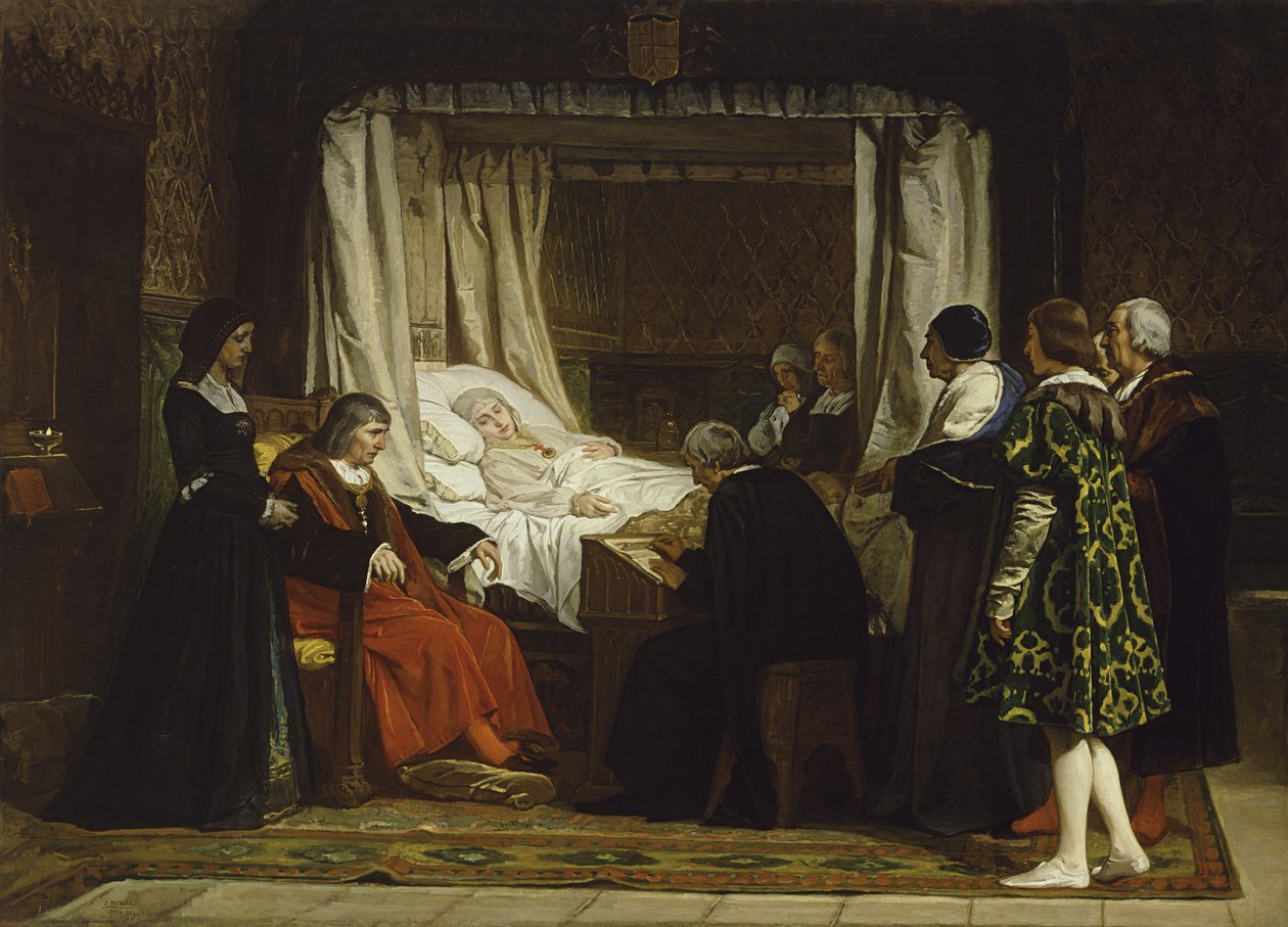 Královna Isabella I. Kastilská diktující svou poslední vůli, 1864 od Eduardo Rosales Gallina