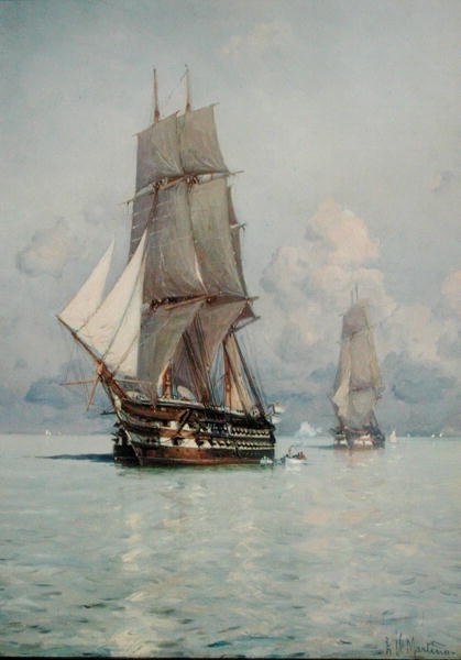 Squadron o Sail přichází ke kotvě (olej na plátně) od Eduardo de Martino