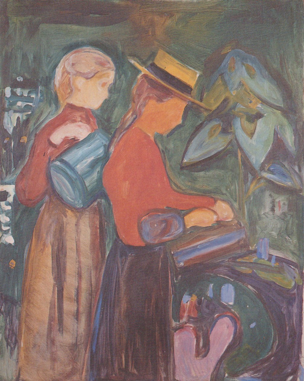 Dívka zalévání květin od Edvard Munch