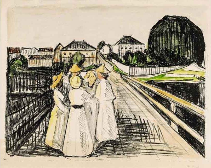 Na mostě od Edvard Munch