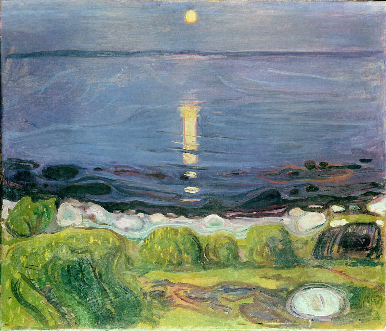 Letní noc na břehu od Edvard Munch