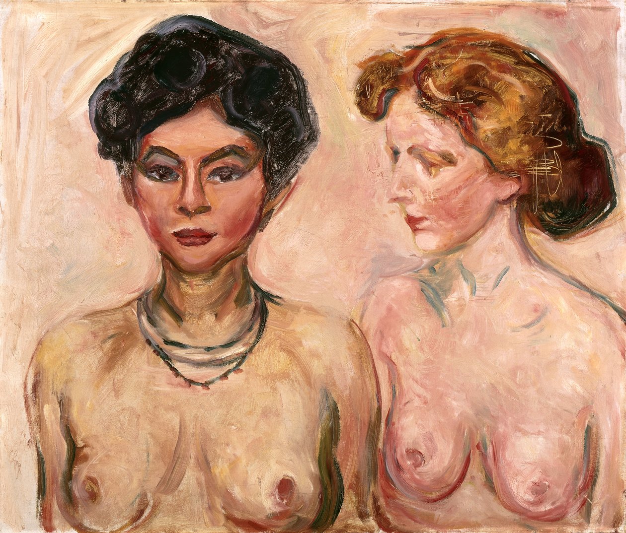 Dvojitý portrét (blond and black); Dvojitý portrét (blondýna a černá) od Edvard Munch