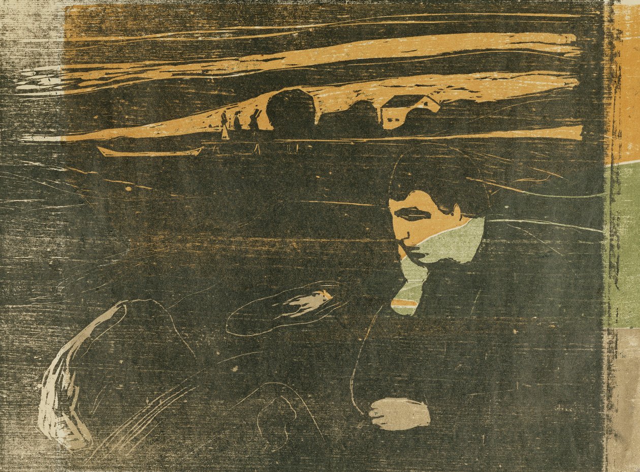 Večer, Melancholie: Na pláži; Abend Melancholie: Am Strand (SCH. 144 B II) od Edvard Munch