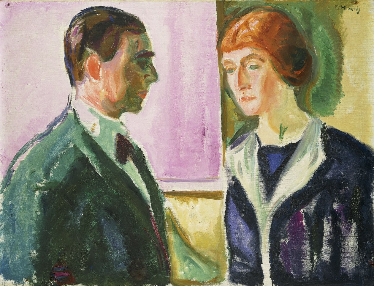 Sbohem (Dvojportrét Huga a Kathe Perlsových); Abschied (Doppelportrait Hugo und Kathe Perls), kolem roku 1912 (olej na plátně) od Edvard Munch
