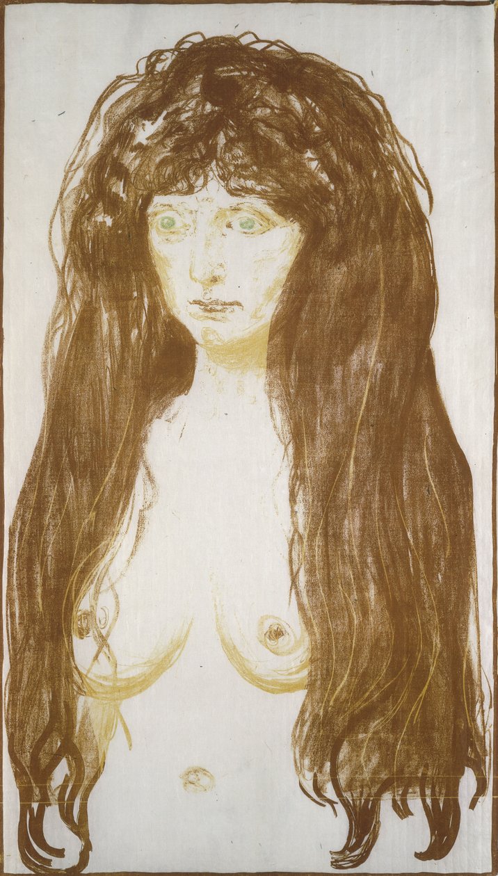 Ženský akt, hřích; Nahá postava, Hřích od Edvard Munch