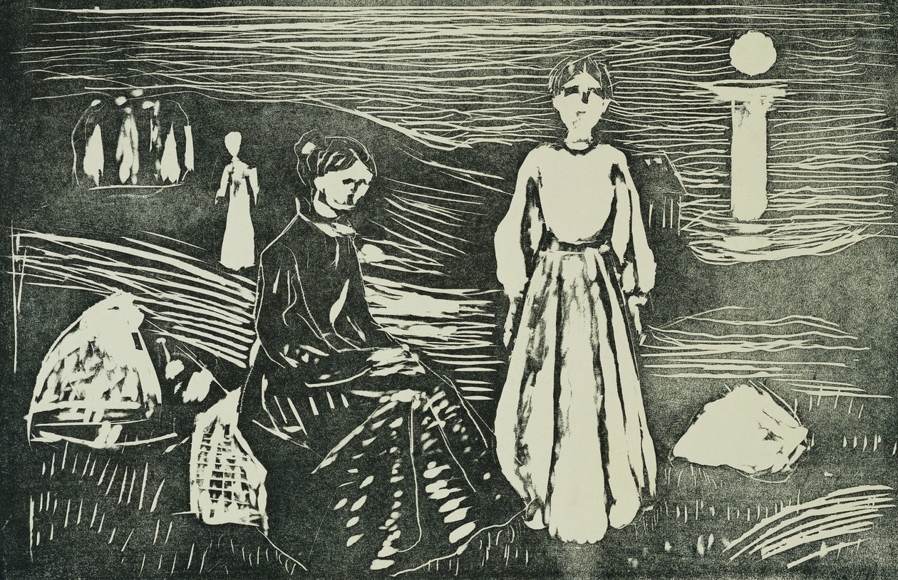 Ženy na mořské pláži v letní noci (SSH. 339) od Edvard Munch