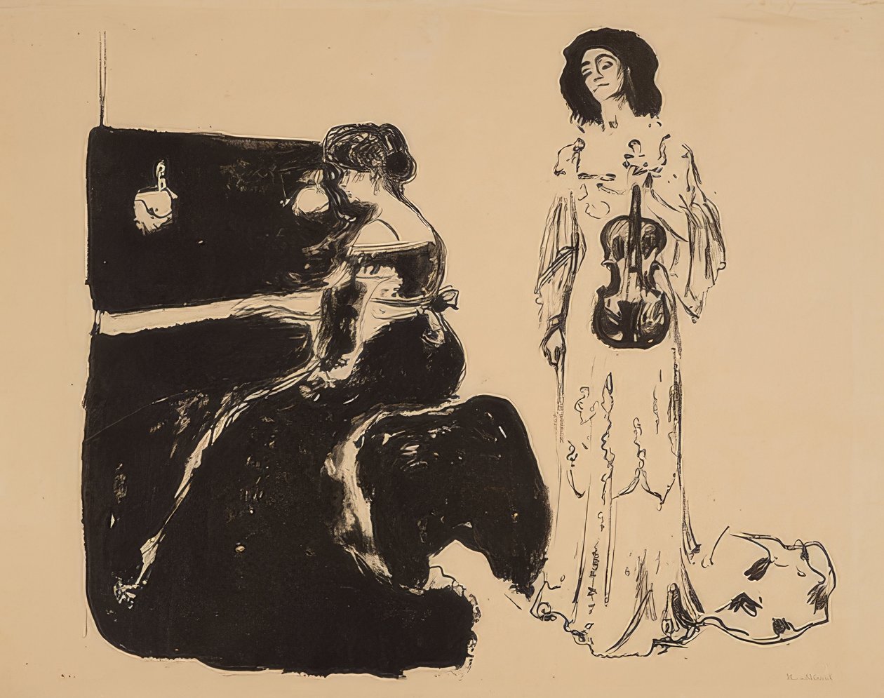 Houslový koncert. Eva Mudocci (housle) a Bella Edvards. 1903 od Edvard Munch