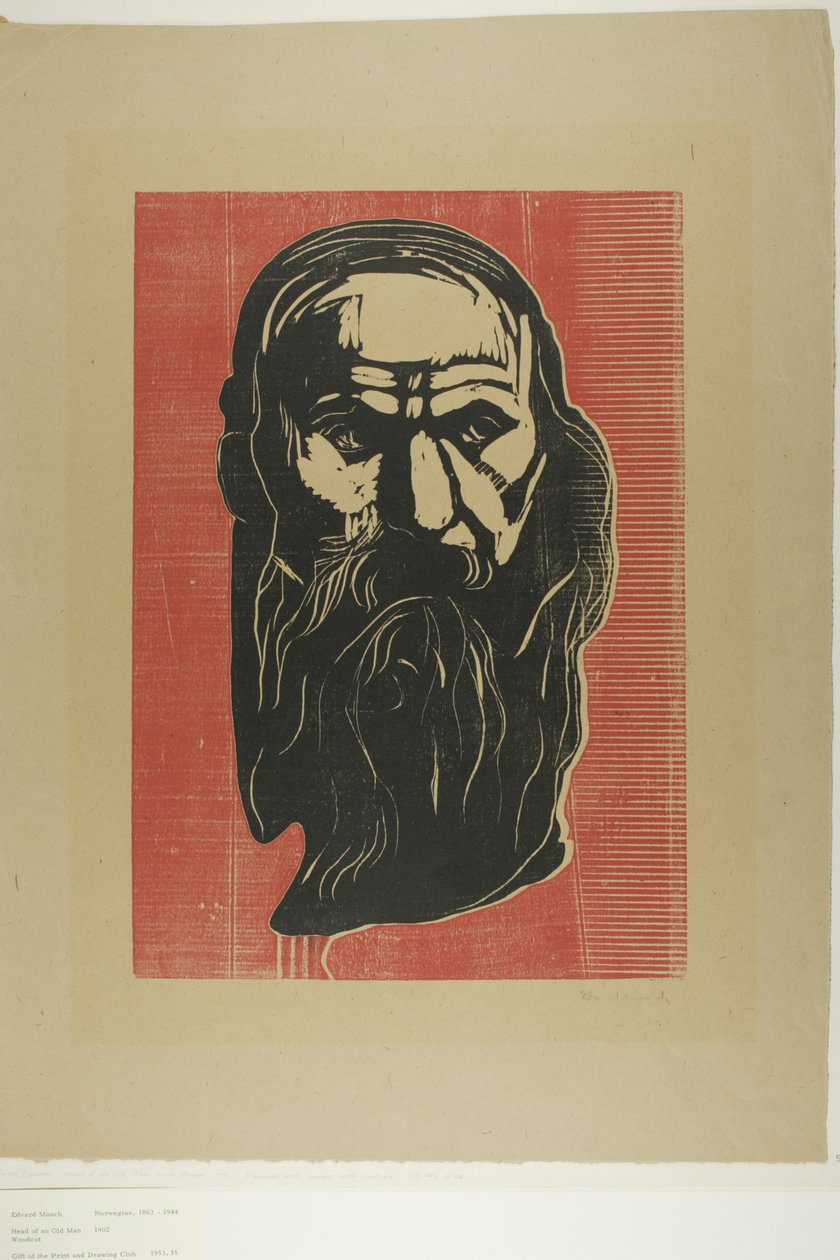 Hlava starého muže s vousy od Edvard Munch