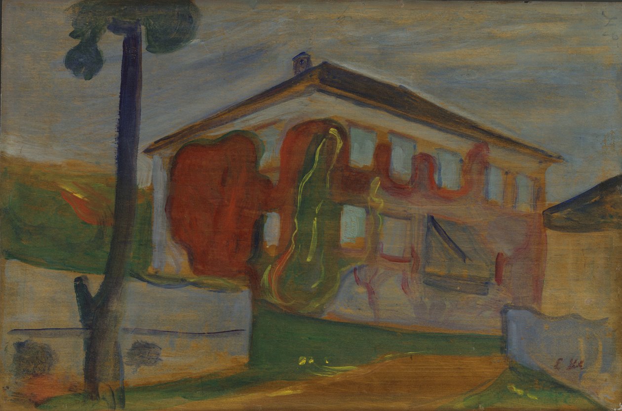 Dům s Red Virginia Creeper, cca 1900 (olej na palubě) od Edvard Munch