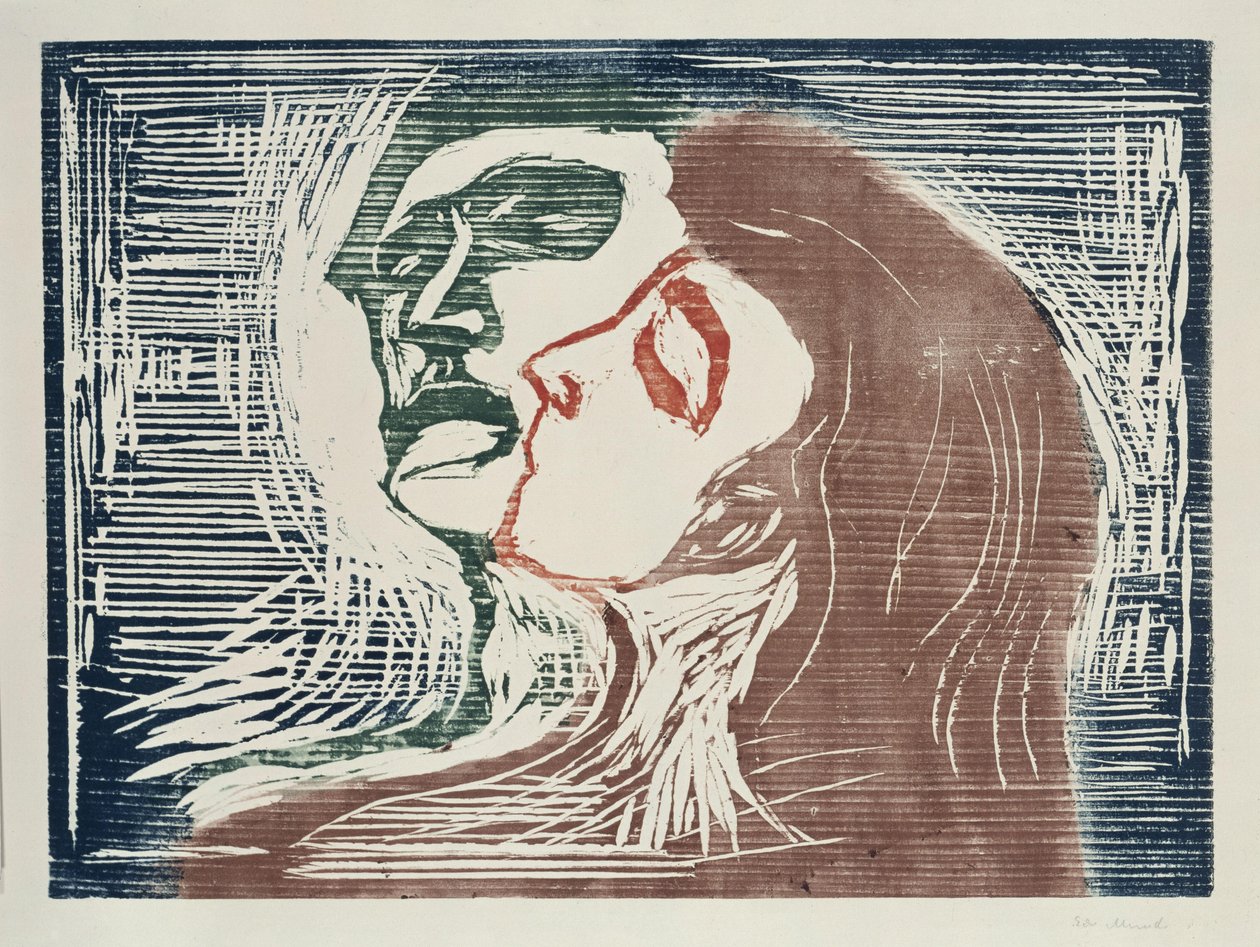 Tváří v tvář (muž a žena, kteří se líbají) od Edvard Munch