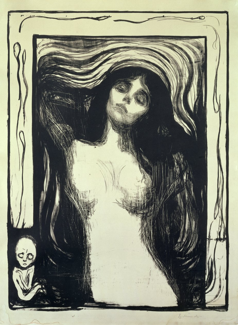 Madonna, milující žena (dřevořez) od Edvard Munch
