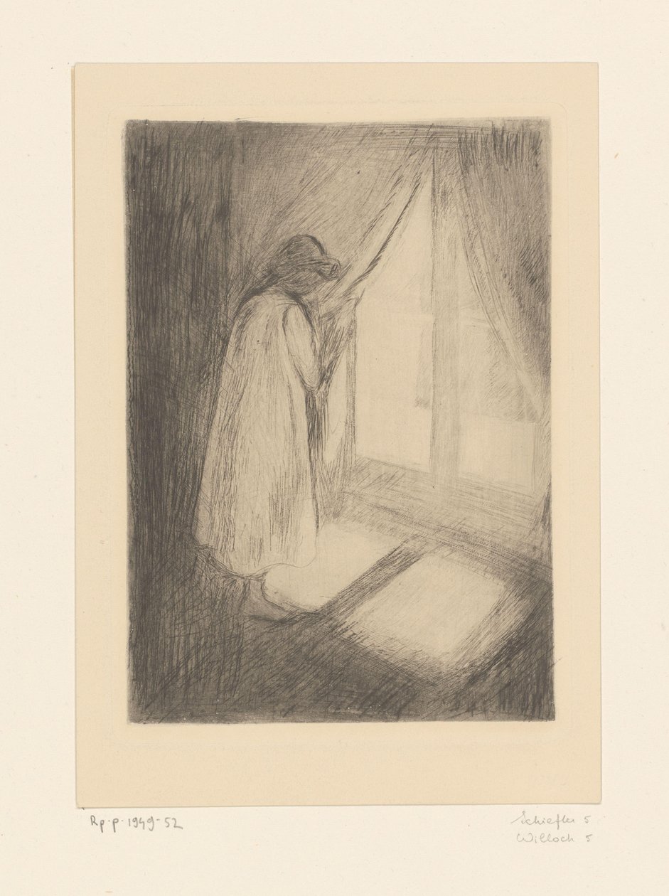 Dívka v noční košili u okna Dívka u okna (původní název) od Edvard Munch