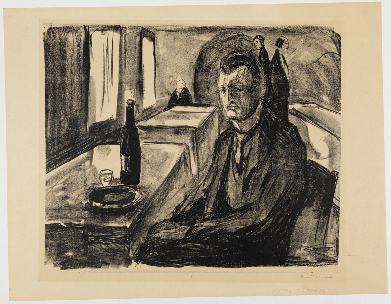 Autoportrét s lahví vína od Edvard Munch