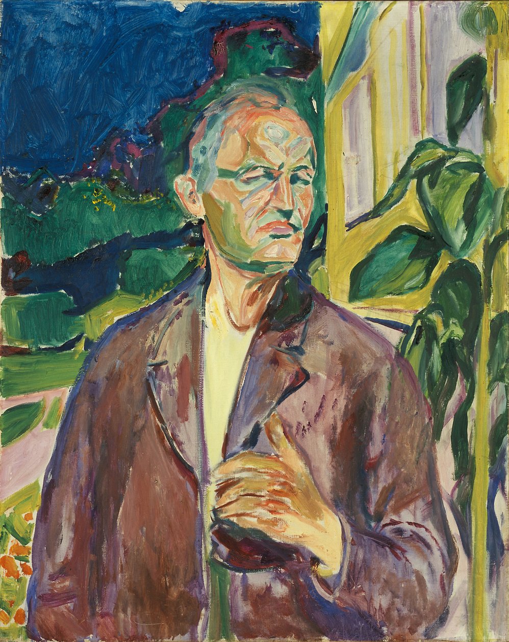 Autoportrét před zdí domu od Edvard Munch