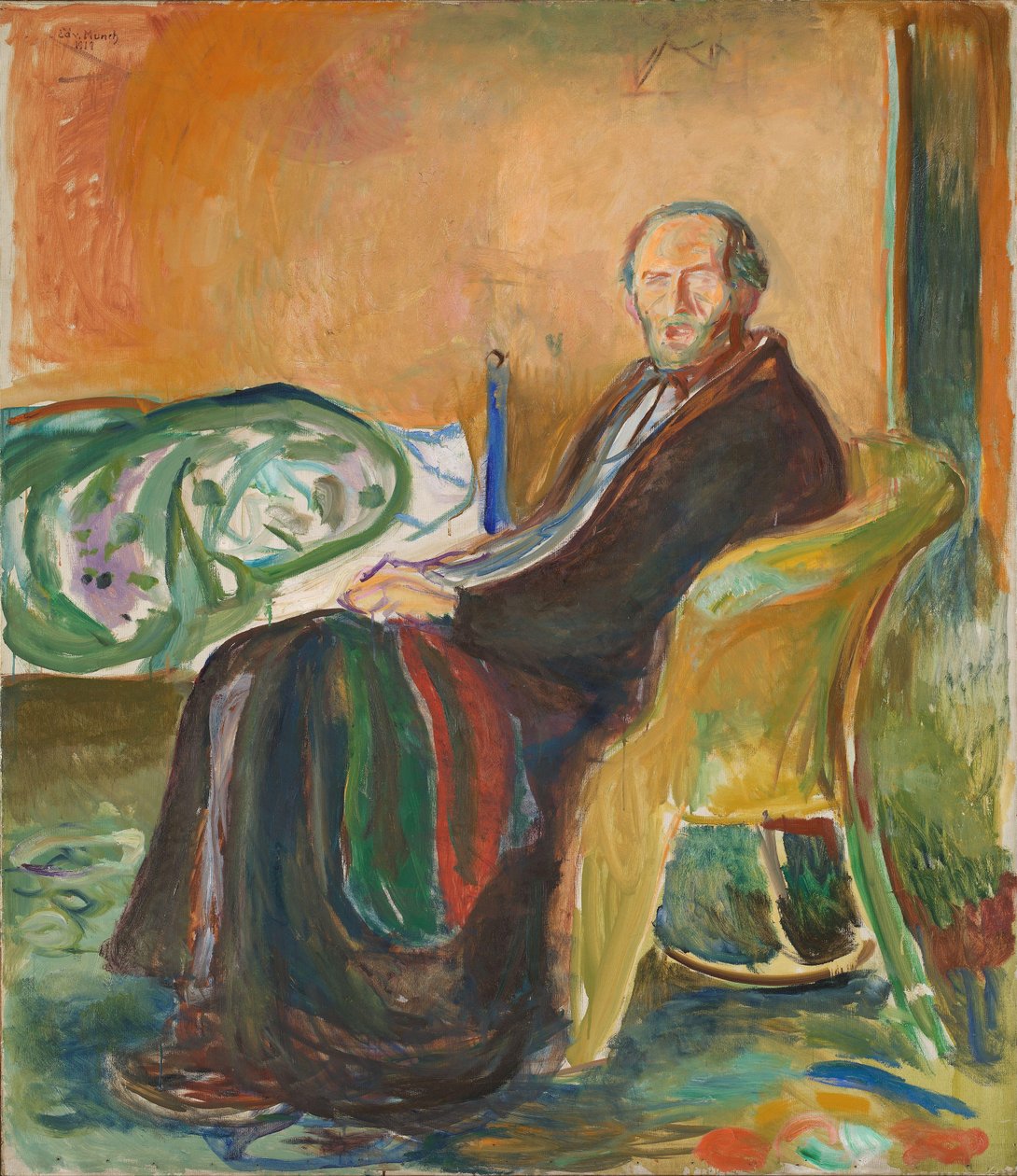 Autoportrét se španělskou chřipkou od Edvard Munch