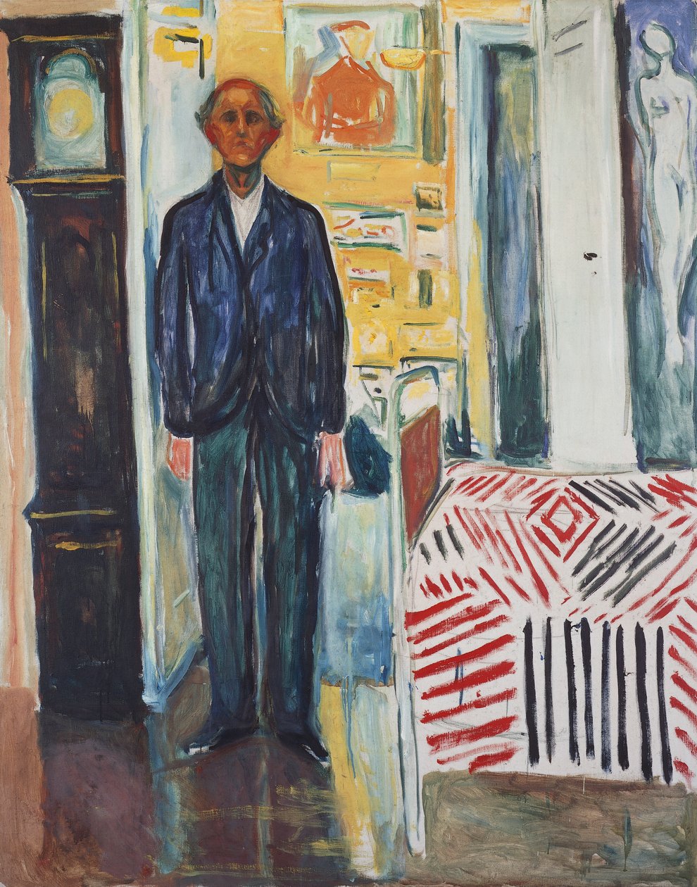 Autoportrét, Mezi hodinami a postelí od Edvard Munch