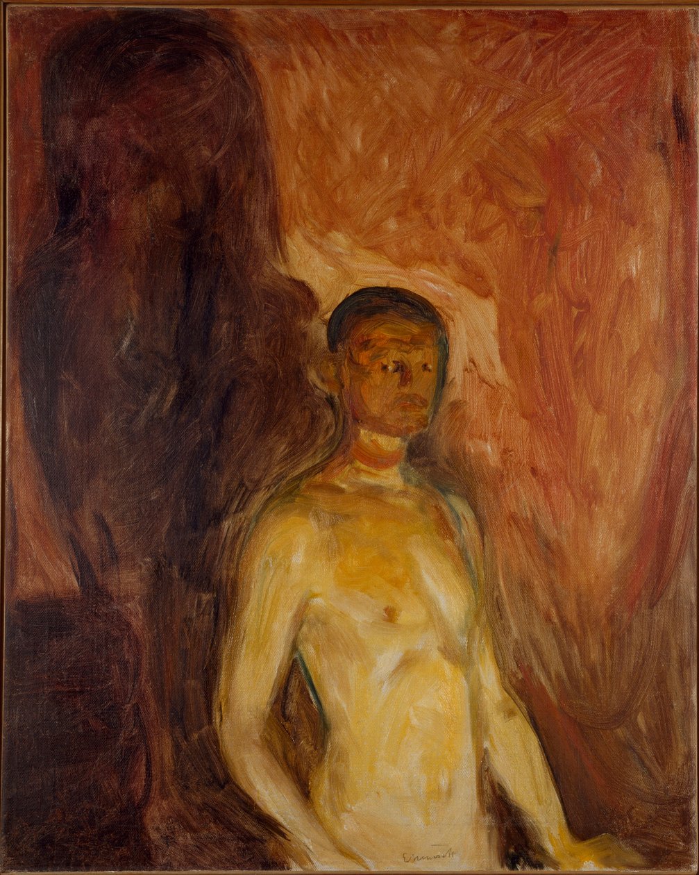 Autoportrét v pekle Malba Edvarda Muncha (1863-1944) cca 1895. Slunce. 81,5 x 65,5 cm Oslo, Munchovo muzeum městských uměleckých sbírek (Musee Munch) od Edvard Munch