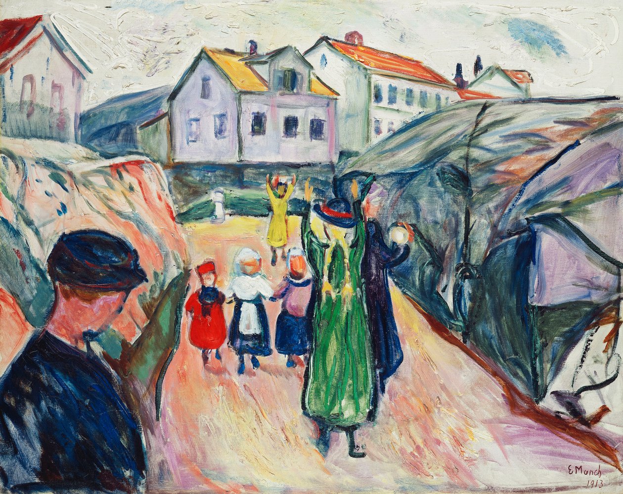 Ulice v Kragero (Gate i Kragero); Dorfstrasse Kragero (Brána i Kragero) od Edvard Munch