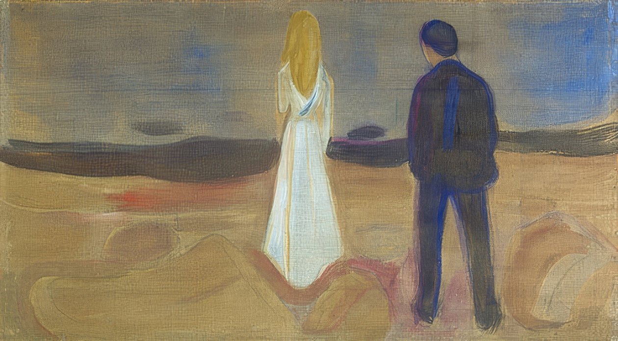 To mennesker. De ensomme (Reinhardt-frisen). / Dvě osoby. Osamělí (The Reinhardt-Fries). 1906/07 od Edvard Munch