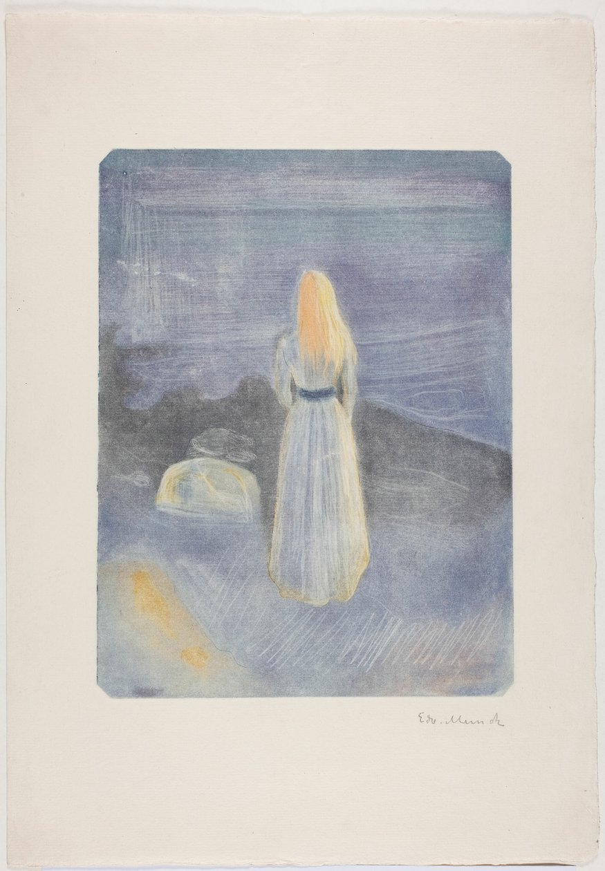Mladá žena na pláži od Edvard Munch