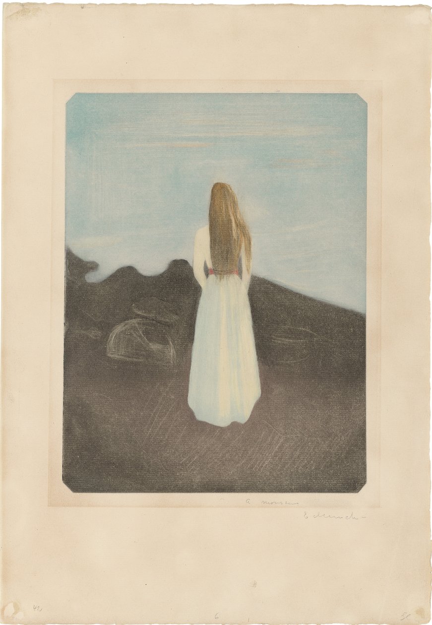 Mladá žena na pláži od Edvard Munch