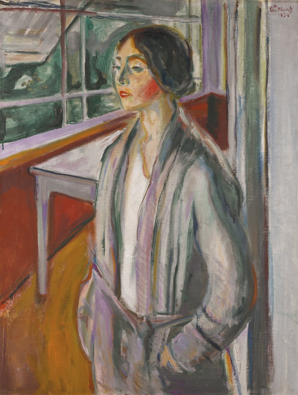 Mladá žena na verandě od Edvard Munch