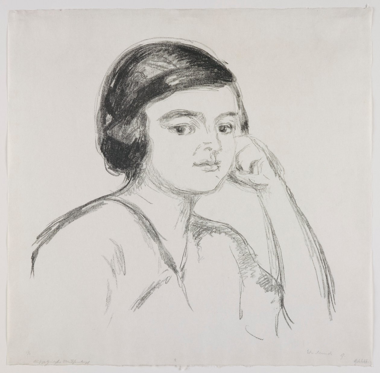 Mladá žena s rukou na tváři od Edvard Munch