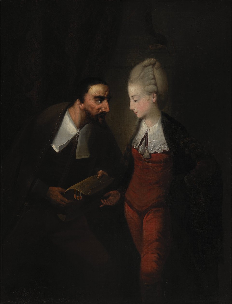 Portia a Shylock, od Shakespeares The Merchant of Venice, IV, i od Edward Alcock
