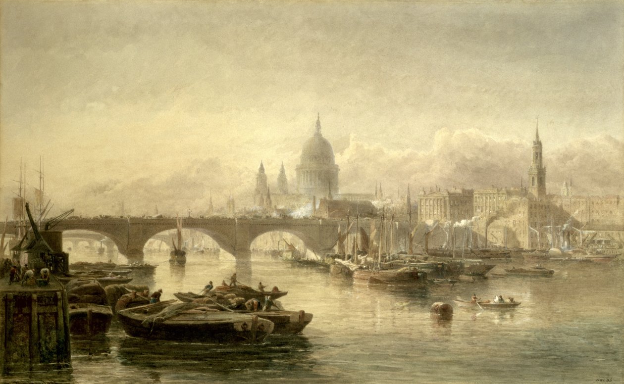 Katedrála svatého Pavla a London Bridge ze Surrey Side, 1864 od Edward Angelo Goodall