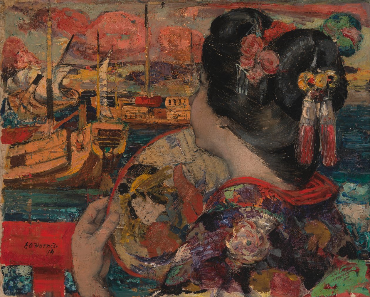 Balkon, Jokohama od Edward Atkinson Hornel
