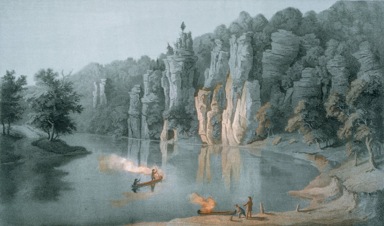Bullard Rock na New River, poblíž White Sulphur Springs, Giles County, 1858 od Edward Beyer