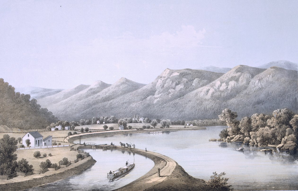 James River Canal poblíž ústí North River, Rockbridge County, 1858 od Edward Beyer