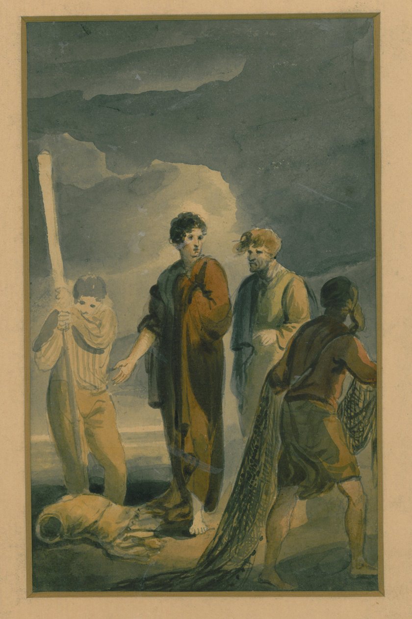 Scéna z filmu Perikles, princ tyrský, asi 1790-1819 od Edward Bird
