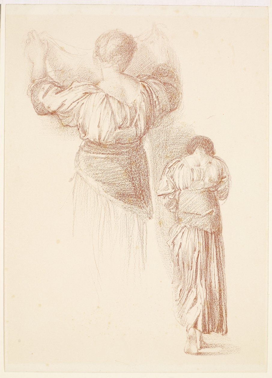 Female - Drapery Studies, Studie ženského závěsu při pohledu zezadu od Edward Burne Jones