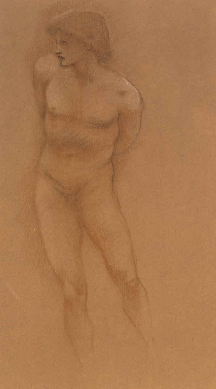 Studie pro „Auto lásky“ (červená a černá křída na papíře) od Edward Burne Jones