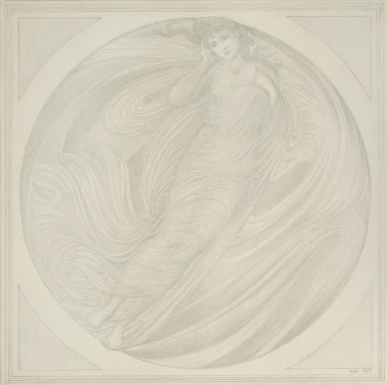 Eurydika plovoucí mezi plameny, 1872-75 (grafit na papíře) od Edward Burne Jones