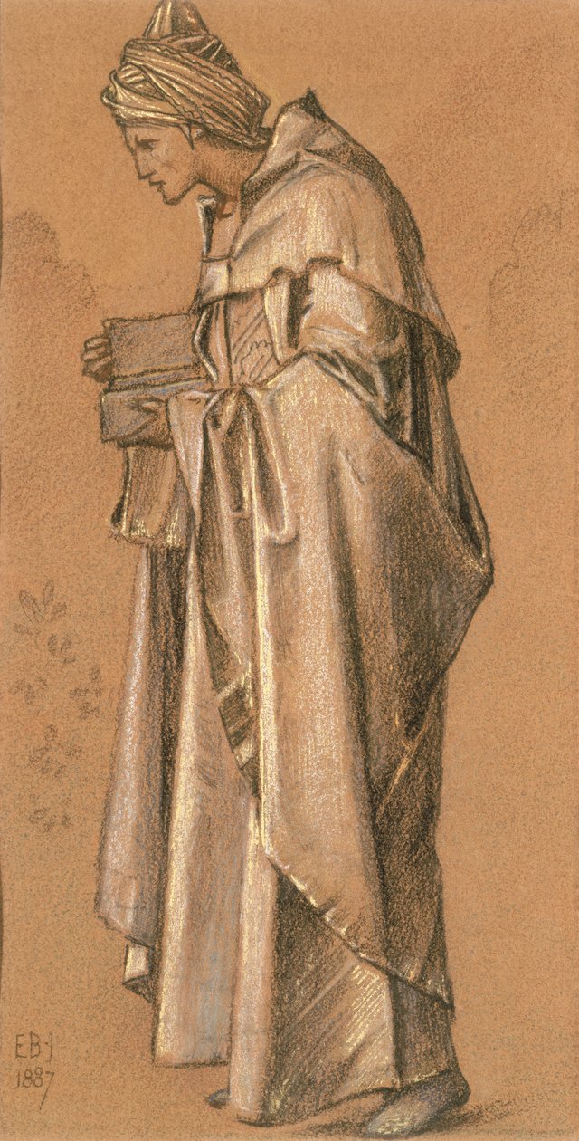 Král Kašpar, 1887 (barevné křídy a zlato) od Edward Burne Jones