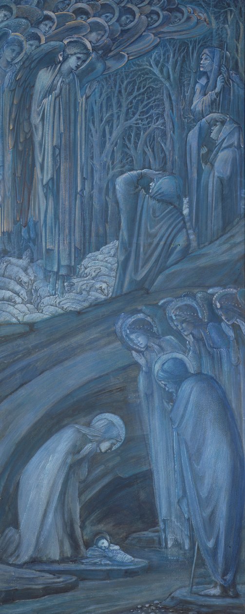 Narození Páně, 1887 (kvaš a zlatá barva na papíře) od Edward Burne Jones