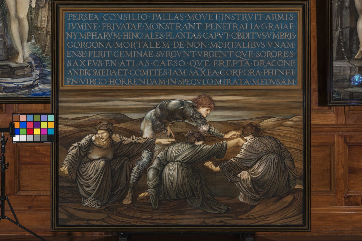 Perseus a Graiae, 1877 (kombinovaná média na papíře) od Edward Burne Jones