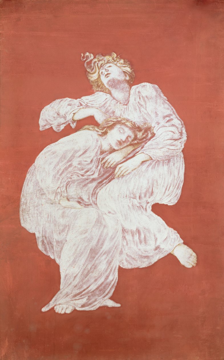 Spící panny (barva těla na papíře) od Edward Burne Jones