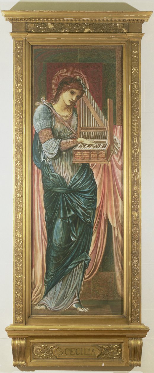 St. Cecilia (tempera na panelu) (viz také 198348) od Edward Burne Jones