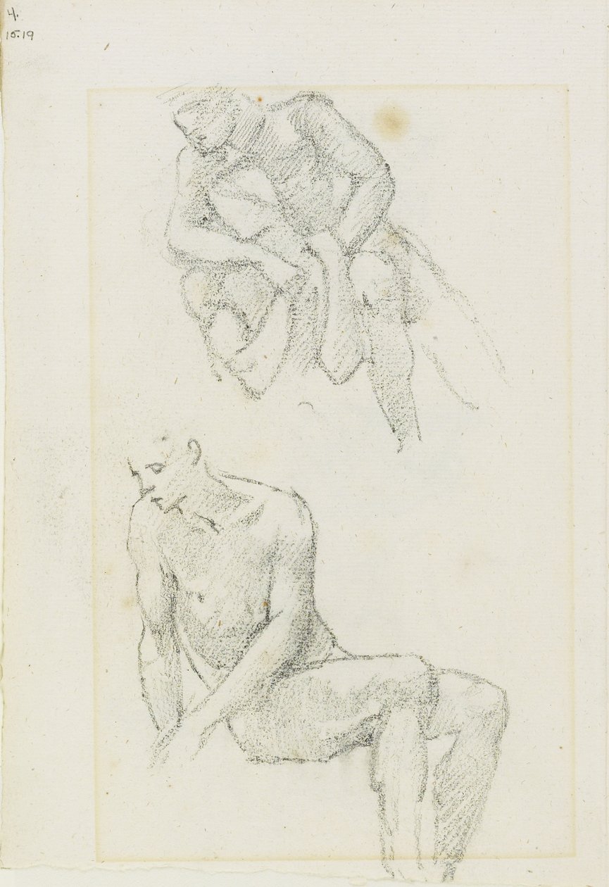 Studie mužských postav (recto a verso), strany 3 a 4 z knihy studií, asi 1880-1890 od Edward Burne Jones