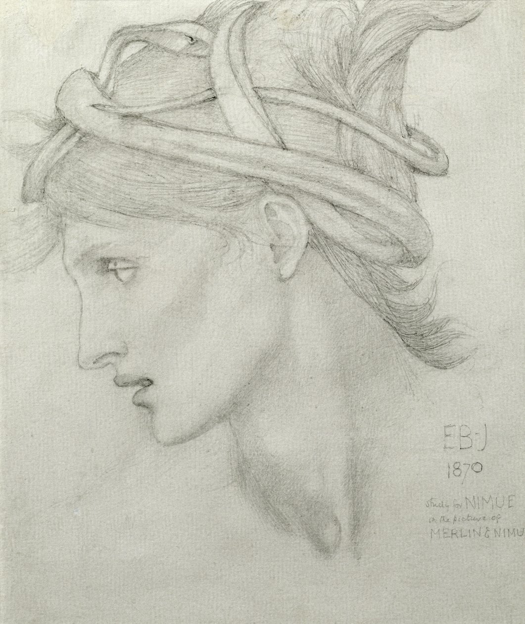 Studie pro Nimue pro „Merlina a Nimue“, 1870 od Edward Burne Jones